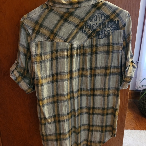 NWT Harley Davidson snap button fitted blouse - Picture 2 of 5